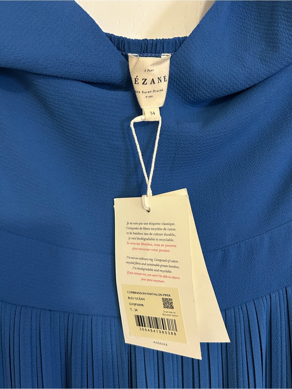 Sezane Piper Cobalt Blue Jumpsuit - Picture 5 of 10